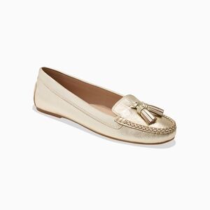 NWT/NIB Sz8 Jack Rogers Melnick Tassel Moccasin Driving Mocs Platinum Metallic